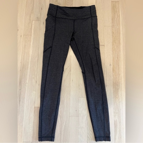 Lululemon Women's Leggings in Heathered Herringbone Dark Grey Size 6 - Picture 1 of 6